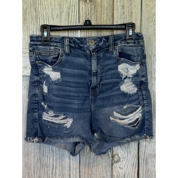American Eagle Outfitters Pants - American Eagle Size 10 Next Level Stretch Distressed Hi-Rise Shortie Jean Shorts